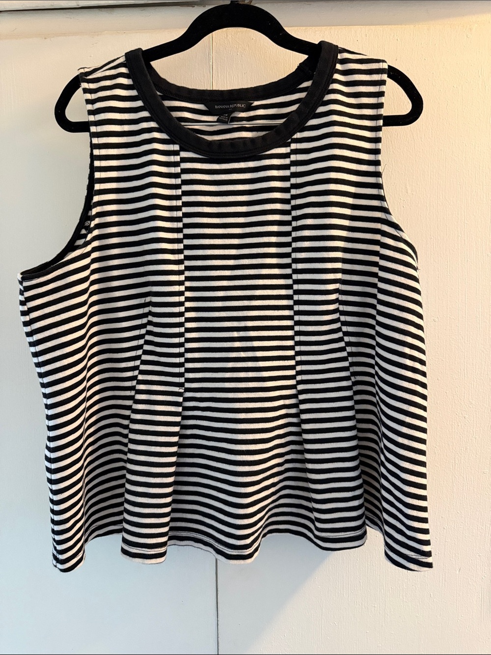 Banana Republic Black & White Striped Sleeveless Tank